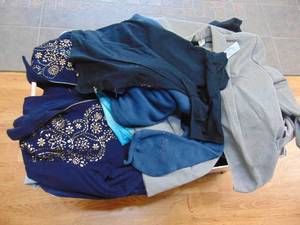 lot 1183 image: Box of womens clothing - suits, dresses, blouses
