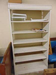 lot 1254 image: 6 tall wooden shelf unit