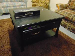 lot 1269 image: Coffee table with contents - games, toys etc