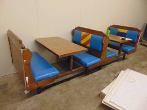 lot 1246 image: Restaurant booths - 10 12 X 44 - 4 seats with wood and metal base