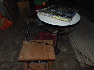 lot 1288 image: Electric dart board, small table and lectern