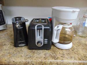 lot 1335 image: Coffee Maker - Toaster - Can Opener - all in working condition