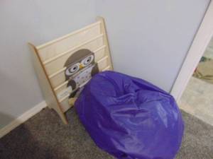 lot 1366 image: Book Rack and Bean Bag Chair