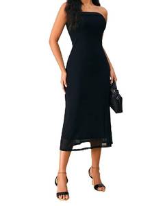 lot 3349 image: SOLY HUX Womens Strapless Midi Dress Tube Top Off Shoulder Sleeveless Fitted Cocktail Club Party Formal Long Dresses Small