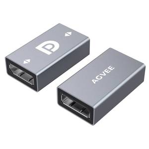 lot 3358 image: AGVEE 2 Pack Displayport Coupler Adapter, Alloy Shell 8K HDR Displayport (DP) 1.4 Female to Female Extender Extension Connetor Converter, Backward Compatible with 1.3 1.2 1.1, Gray