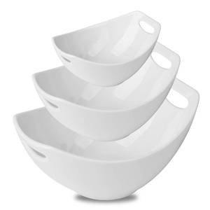 lot 3371 image: Gomakren Serving Bowls with Handles, Serving Dishes, Porcelain Salad Bowls Mixing Bowl for Entertaining, Nesting Bowl Set of 3, Microwave Dishwasher Safe, 152847 oz, White