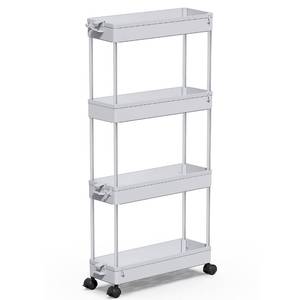 lot 3372 image: SPACEKEEPER Slim Rolling Storage Cart 4 Tier Bathroom Organizer Mobile Shelving Unit Storage Rolling Utility Cart Tower Rack for Kitchen Bathroom Laundry Narrow Places, Gray