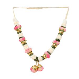 lot 3376 image: Artificial Mala Rose Flowers Ribbon Garland Haar Mala for Idol-Mala for God Statues Accessories Pooja Sringar Articles Ornament for Indian Traditional Festival (Size-10) (Pink and White)