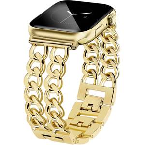 lot 3387 image: JR.DM Gold Watch Bands for Women Compatible with Apple Watch Band 38mm 40mm 41mm 42mm (S10) Adjustable Metal Band Cowboy Steel Chain Bracelet for iWatch Series12345678910SE (No Case)