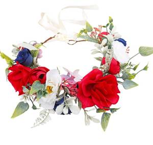 lot 3396 image: LLinfflr Floral Crown Rose Floral Headband Hair Wreath Flower Headpiece Halo Boho Party Prom Wedding Photos