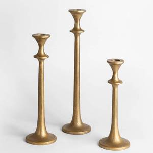lot 3399 image: Iron Taper Candle Holder - Set of 3 Decorative Candle Stand - Candlestick Holder for Wedding, Dinning, Party - Antique Brass