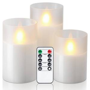 lot 3400 image: Amagic Clear Glass Flickering Flameless Candles with Realistic Dancing Flame, LED Candles, Battery Operated Candles with Remote and Timers, Pure White, Set of 3