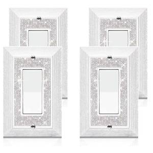lot 3420 image: Bling Wall Plates for Electrical Outlets,2023 Glitter Cute Covers,Silver Rhinestones White Texture Electrical Outlet Covers Wall Plate Decorative Accessories for Home Improvement (4 Pack)
