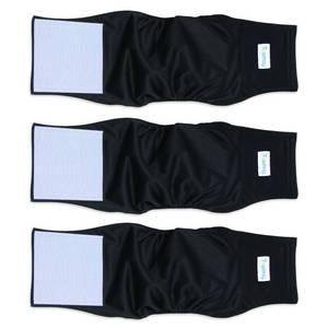 lot 3427 image: Teamoy 3 Pack Male Dog Diaper Wrap, Washable Puppy Belly Bands, Super-Absorbent and Comfortable(L1,16-20 Waist, Black)