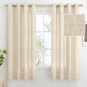 lot 3428 image: BGment Linen Curtains for Bedroom 63 Inch Length 2 Panels Set, Short Curtains for Small Window Farmhouse Light Filtering Burlap Textured Grommet Privacy Window Curtain Drapes, Each Panel 52 Inch Wide