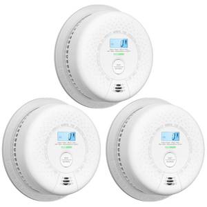 lot 3438 image: X-Sense Smoke Detector Carbon Monoxide Detector Combo, 10-Year Battery Smoke Detector with Display, Auto-Check, 3-Pack - Retail $104.41