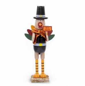 lot 3451 image: Ornativity Thanksgiving Fall Turkey Nutcracker Green and Orange Wooden Turkey Nutcracker Holiday Christmas Nut Cracker Doll Figure Home Table Decorations