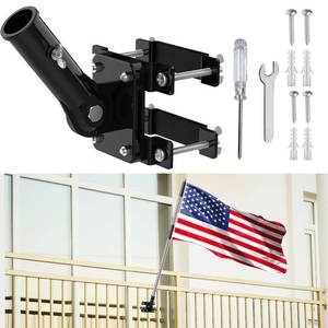 lot 3452 image: No Drilling Flag Pole holder for Railing, Flag Pole Mount Adjustable for Porch &amp Fence Rail, Apartment Balcony, Flag Pole Holder with Silicone Pads, Two Installation Methods for 1in Flagpole black)