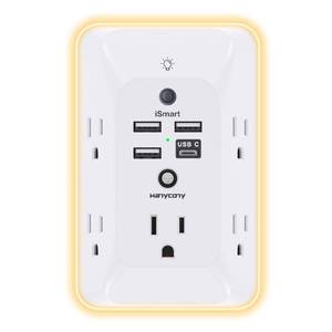 lot 3457 image: Outlet Extender with Night Light, Multi Plug Outlet, USB Wall Charger Surge Protector 4 USB Charging Port(1USB C), Power Strip Electrical Outlet Splitter Expander for Home Office Dorm Room ETL Listed
