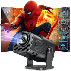 lot 3466 image: Smart Mini Projector with Android 11.0,2024 Upgraded Portable Projector 1080P 4K Full HD with WiFi 6 and BT5.2,180°Adjustable Stand, Auto Keystone Home Projector for PhoneTV StickLaptop - Retail $112.11