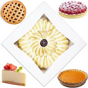 lot 3470 image: BAKELUV Pie Boxes for 9 Inch Pie  White, Multi Pack  9x9x2.5 Bakery Box with Window, 9x9 Cookie Box, 9 Inch Pastry Boxes with Window Bulk, Cake Boxes, Auto Pop Up