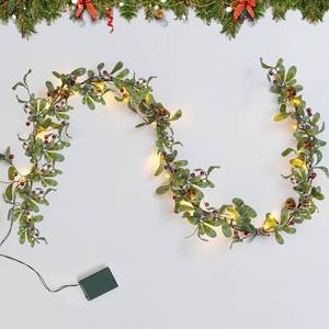 lot 3473 image: 6FT Lighted Christmas Garland Pre-lit with 20 LED Lights, Battery Operated, Christmas Garland Decorated with Snowflakes for Mantle Stairs Wall, Indoor Outdoor Olive Garland for Christmas Decorations
