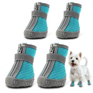 lot 3475 image: Dog Shoes for Small Dogs, Breathable Dog Boots Paw Protector for Hot Pavement Winter Snow, Dog Booties with Reflective Strips Rugged Anti-Slip Sole for Hardwood Floors Outdoor Walking Blue Size 3
