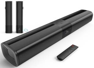 lot 3479 image: RIOWOIS Sound Bar for Smart TV, 2 in 1 Detachable Home Audio Soundbar Speaker,20in Sound Bar for TV with OpticalAUXHDMI-ARCBluetooth Connection for PCGamingProjectors, Wall Mountable