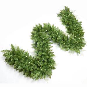 lot 3495 image: 9 FT Pre-lit Christmas Garland Holiday Artificial 50 Led Light for Stairs Wall Door Indoor Outdoor Garland with Battery Operated Timer, for Holiday Home Decorations Fireplaces