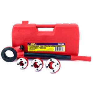 lot 3496 image: HFS(R) Ratchet Pipe Threader Kit - Ratcheting Pipe Threading Tool Set with 5 Dies 38, 12, 34, 1, 1-14