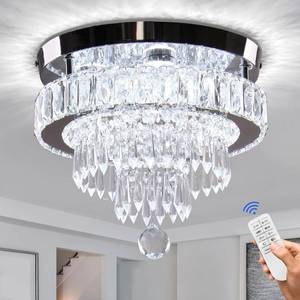 lot 3504 image: Finktonglan 11.8 Dimmable Crystal Chandelier LED Modern Crystal Ceiling Light, Flush Mount Crystal Chandeliers, 3 Light Colors Adjustable with Remote Control for Bedrooms Living Room Hallway
