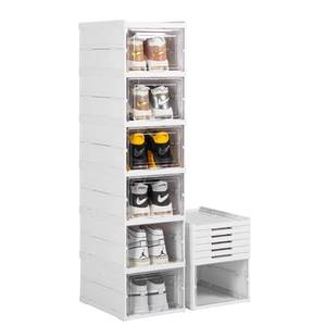 lot 3511 image: ZLLZUU Shoe Storage Box, No-Assembly 6 Tiers Foldable Shoe Organizer with Clear Door, Space-saving Shoe Rack��Sturdy Clear Plastic Stackable Sneaker Container