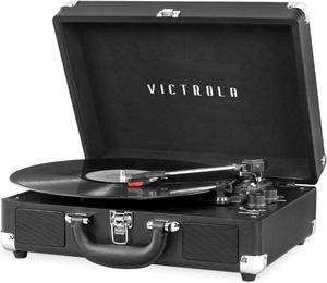 lot 3513 image: Victrola Vintage 3-Speed Bluetooth Portable Suitcase Record Player with Built-in Speakers  Upgraded Turntable Audio Sound  Black, Model Number VSC-550BT-BLK