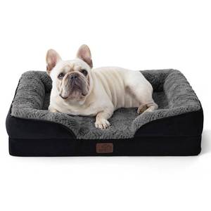 lot 3519 image: Bedsure Orthopedic Dog Bed for Medium Dogs - Calming Dog Sofa Beds Medium with Luxurious Short Plush Washable, Pet Couch Bed with Removable Washable Cover, Waterproof Lining and Nonskid Bottom, Black
