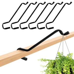 lot 3521 image: Enhon 6 Pack Bolded Deck Hook for Railing, Heavy Duty Bird Feeder Hanger with Extended Non slip Silicone Protective Cap, Rail Deck Hook for Planters Lanterns Wind Chimes, Fits 2 Wooden Deck Railings