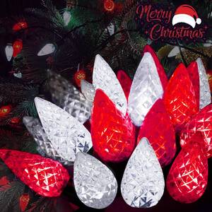 lot 3527 image: 240 LED 78FT C6 Christmas String Lights, Super Long and Bright Plug in Fairy Twinkle Lights with 8 Modes & Timer, Waterproof Red and White Lights for Indoor Outdoor Xmas Tree Wedding Party Decoration