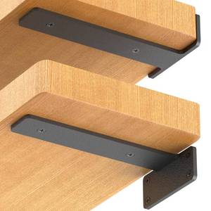 lot 3528 image: Starunder 4 Pack Floating Shelf Brackets, 6 Inch Heavy Duty Industrial Shelf Bracket, Black Metal L Brackets for Shelves Support DIY(15 Inch Thicked)