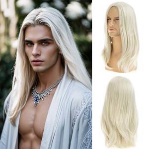 lot 3544 image: Sallcks Mens Long Blonde Wig Long Straight Wig for Men Middle Part Synthetic Heat Resistant Hair Wigs for Daily Party Costume Halloween (Platinum Blonde)