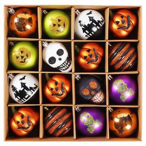 lot 3547 image: Halloween Ball Ornaments Set, Naughty Pumpkin Themed 16ct 60mm Ornaments, Shatterproof Decorative Hanging Assorted Ornaments for Holidays Party Decor Tree Ornaments and Events (60mm Pumpkin)
