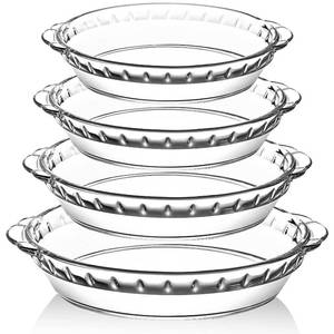 lot 3556 image: 3 PCS Glass Pie Plates, MCIRCO Deep Pie Pans Set (78910), Pie Baking Dishes with Handles for Baking and Serving, Clear