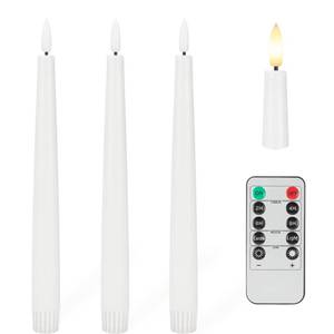 lot 3562 image: Flameless Taper Candles with 3D Wick, 9.6 Real Wax LED Candles with Remote and Timer, 3 Pack Flickering Candlesticks Battery Operated, Classic Tall Taper Candles for Home, Wedding, Party, White