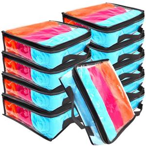 lot 3568 image: Hlimior 10 Pieces Large Clear Travel Packing Cube Clear Vinyl Zippered Storage Bags See Through Moving Bag Plastic Storage Bags PVC Multipurpose Pouch with Handle for Sweater Shirts Dress Storage