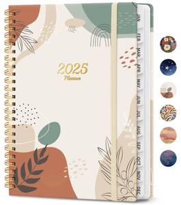lot 3569 image: 2025 Planner, Weekly and Monthly Planner, 12 Month (Jan 2025 - Dec 2025), Hardcover 2025 Calendar Planner Book with Monthly Tabs, Inner Pocket, Spiral Bound, Perfect for Office Home School Supplies - A5 (6.3 x 8.5), Abstract
