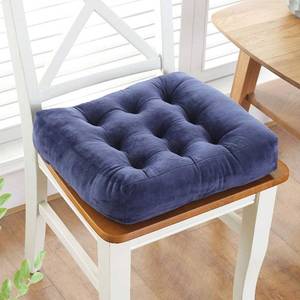 lot 3584 image: vctops Velvet Solid Chair Pad Super Soft Plush Washable Square Seat Cushion for Kitchen Dining Room (DarkBlue,18 x 18)