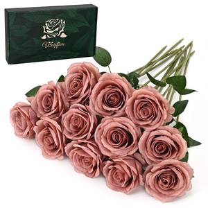 lot 3597 image: Waipfaru 12 Pcs Artificial Flowers Fake Silk Dusty Roses, Faux Real Touch Roses Bouquet with Long Stem for Wedding Party Home Decor (Dusty Rose)