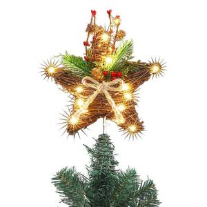 lot 3611 image: 9-Inch Rattan Natural Star Christmas Tree Topper,Rustic Farmhouse Xmas Treetop for Indoor Christmas Tree Decorations Holiday Seasonal Decor