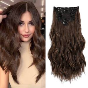 lot 3620 image: Clip in Hair Extensions, 6 PCS Light Brown Extensions, Wavy Hair Extensions, Natural & Soft Hair & Blends Well Hair Extensions, Chocolate Brown Long Wavy Hairpieces(20inch, 6pcs, Chocolate Brown)