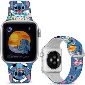 lot 3624 image: Sjiangqiao Compatible with Apple Watch Band Stitch Holiday Pink Couple 38mm40mm41mm42mm(Series10) Soft Silicone Magic Fancy Strap Compatible with iWatch Series SE 10 9 8 7 6 5 4 3 2 1 Men Women