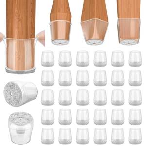 lot 3626 image: BALEINE 32 Pack Silicone Chair Leg Floor Protectors, Stool Leg Protectors Cap, Non-Slip Chair Leg Caps for Hardwood Floors (Clear & Small, 32 Pack)