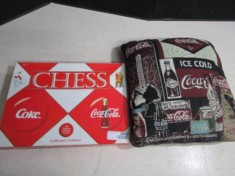 lot 3802 image: Coca-Cola Chess Board and Pillow